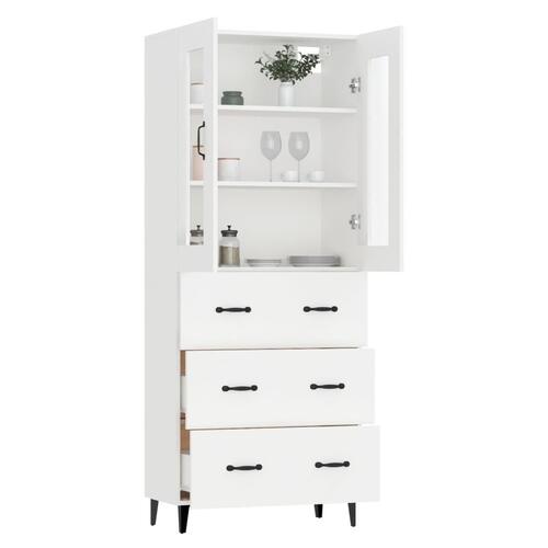 Højskab 69,5x34x180 cm konstrueret træ hvid