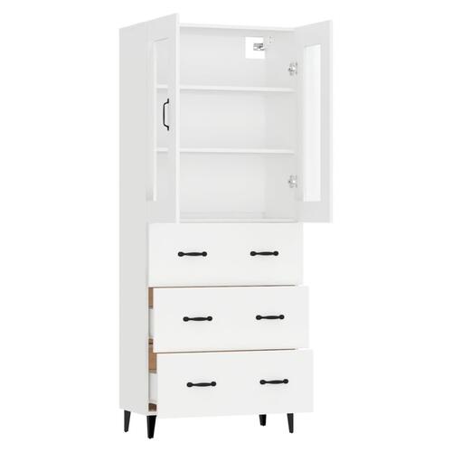 Højskab 69,5x34x180 cm konstrueret træ hvid