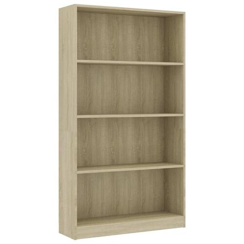 Bogreol med 4 hylder 80x24x142 cm konstrueret træ sonoma-eg