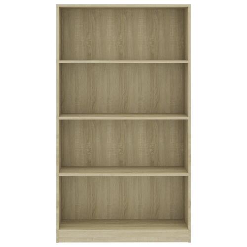 Bogreol med 4 hylder 80x24x142 cm konstrueret træ sonoma-eg