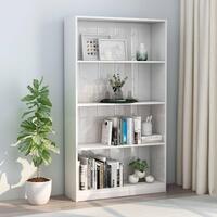 Bogreol med 4 hylder 80x24x142 cm konstrueret træ hvid højglans