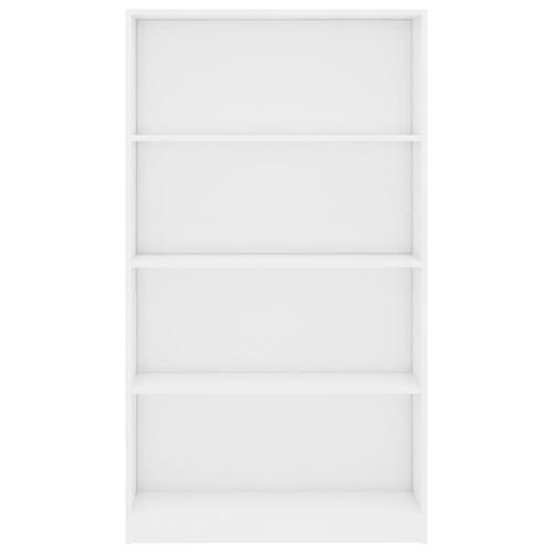 Bogreol med 4 hylder 80x24x142 cm konstrueret træ hvid højglans