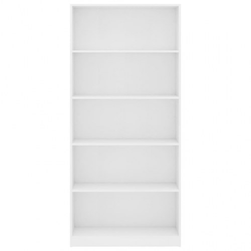Bogreol med 5 hylder 80x24x175 cm konstrueret træ hvid