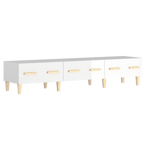 Tv-bord 150x34,5x30 cm konstrueret træ hvid højglans
