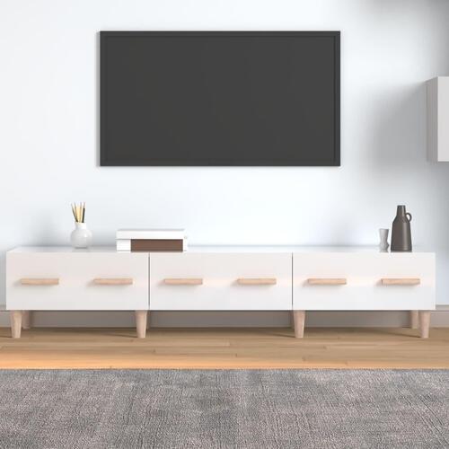 Tv-bord 150x34,5x30 cm konstrueret træ hvid højglans