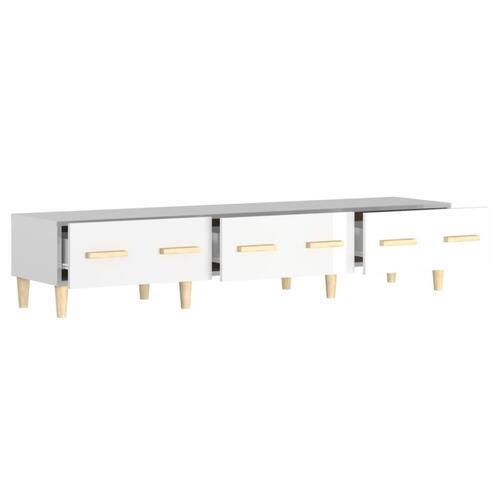 Tv-bord 150x34,5x30 cm konstrueret træ hvid højglans