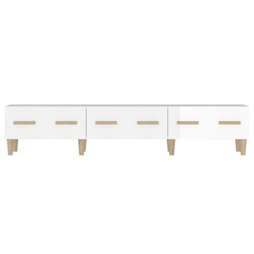 Tv-bord 150x34,5x30 cm konstrueret træ hvid højglans