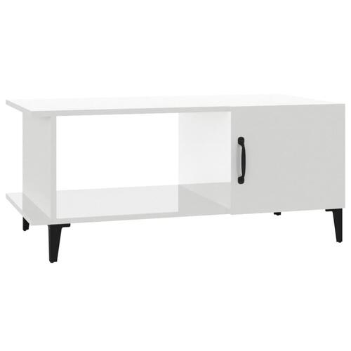 Sofabord 90x50x40 cm konstrueret træ hvid højglans