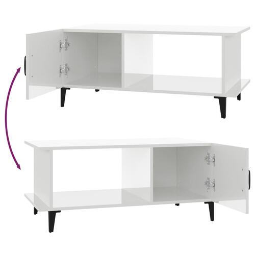 Sofabord 90x50x40 cm konstrueret træ hvid højglans