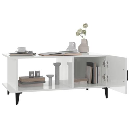 Sofabord 90x50x40 cm konstrueret træ hvid højglans
