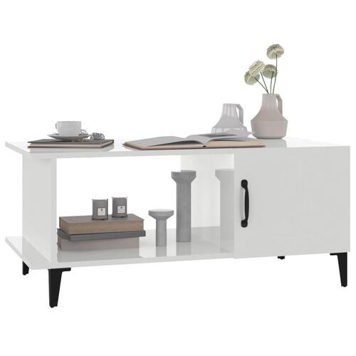 Sofabord 90x50x40 cm konstrueret træ hvid højglans