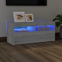 Tv-bord med LED-lys 90x35x40 cm grå sonoma-eg