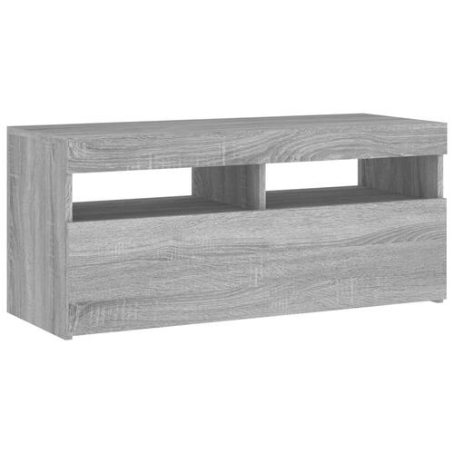 Tv-bord med LED-lys 90x35x40 cm grå sonoma-eg