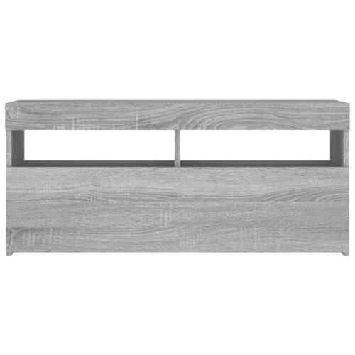 Tv-bord med LED-lys 90x35x40 cm grå sonoma-eg