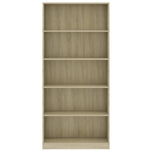 Bogreol med 5 hylder 80x24x175 cm konstrueret træ sonoma-eg