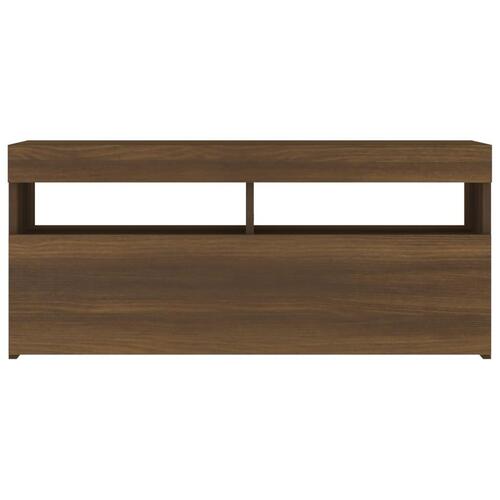 Tv-bord med LED-lys 90x35x40 cm brun egetræsfarve