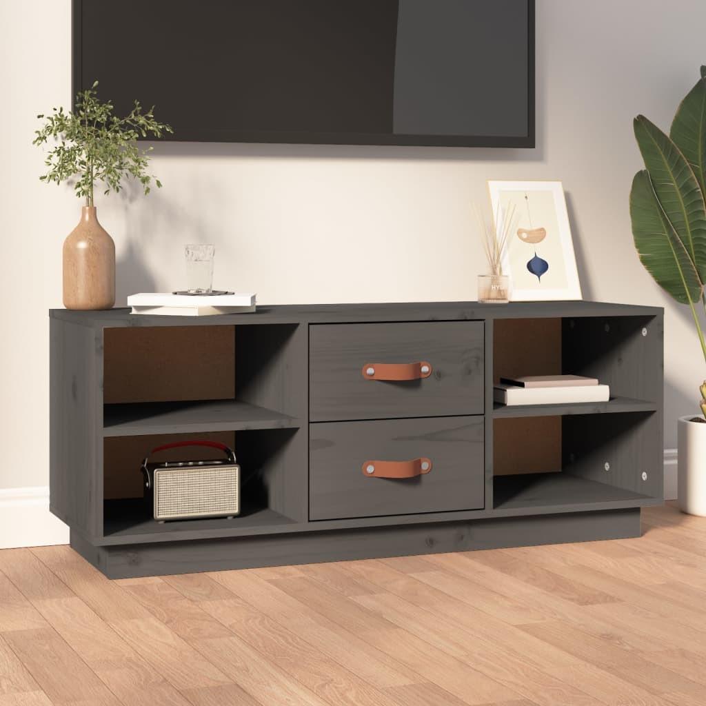 Tv-bord 100x34x40 cm massivt fyrretræ grå