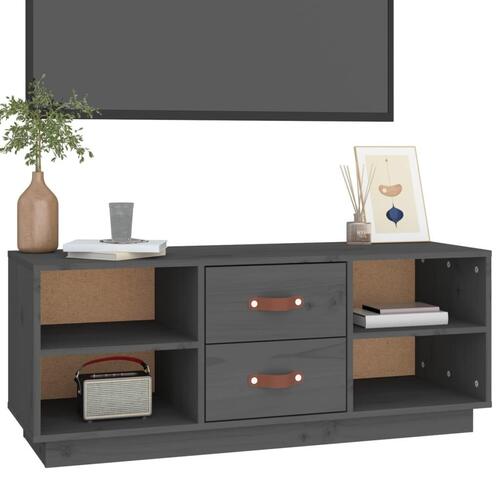 Tv-bord 100x34x40 cm massivt fyrretræ grå