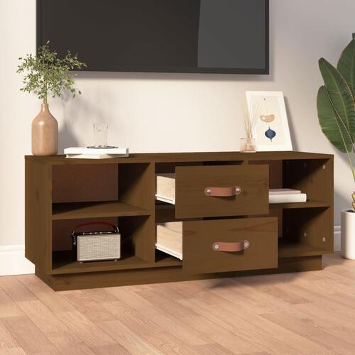 Tv-bord 100x34x40 cm massivt fyrretræ gyldenbrun