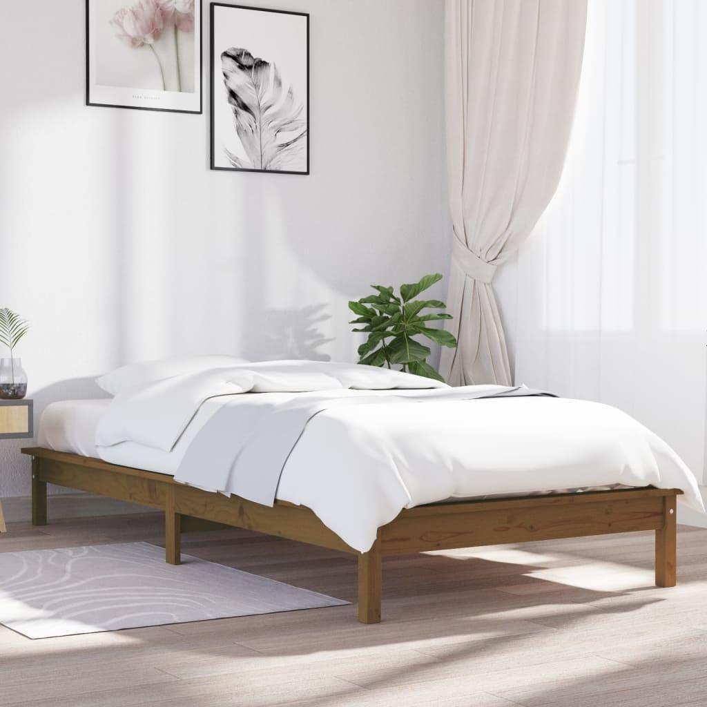 Sengeramme 100x200 cm massivt fyrretræ gyldenbrun