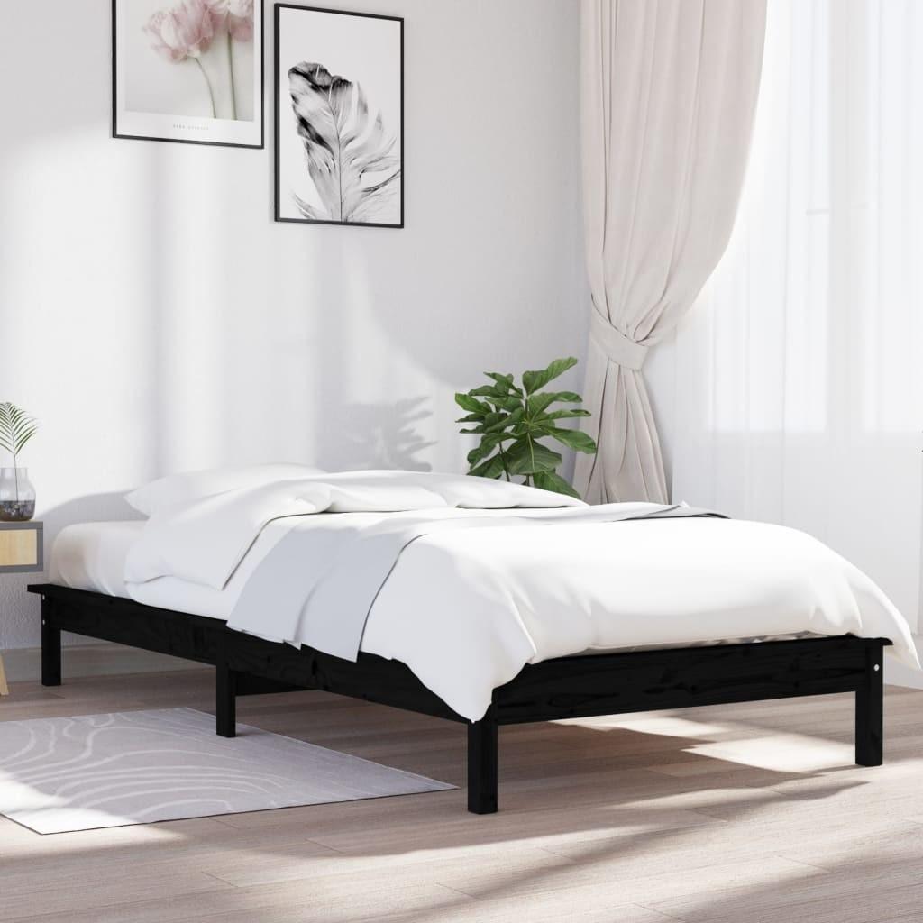Sengeramme 100x200 cm massivt fyrretræ sort