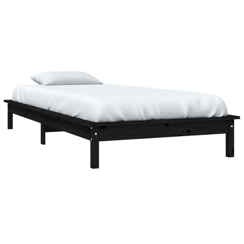 Sengeramme 100x200 cm massivt fyrretræ sort