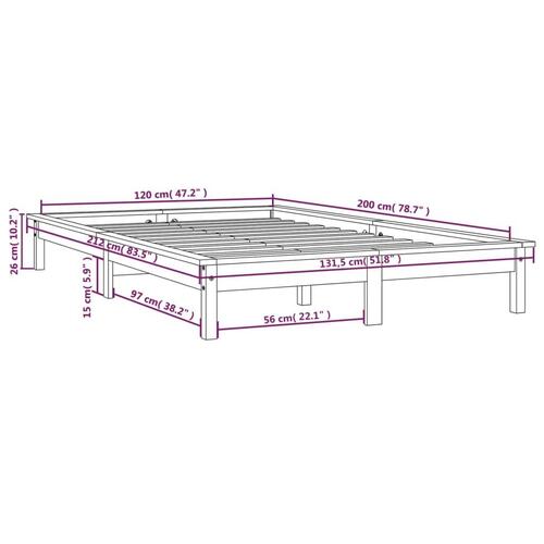 Sengeramme 120x200 cm massivt fyrretræ hvid