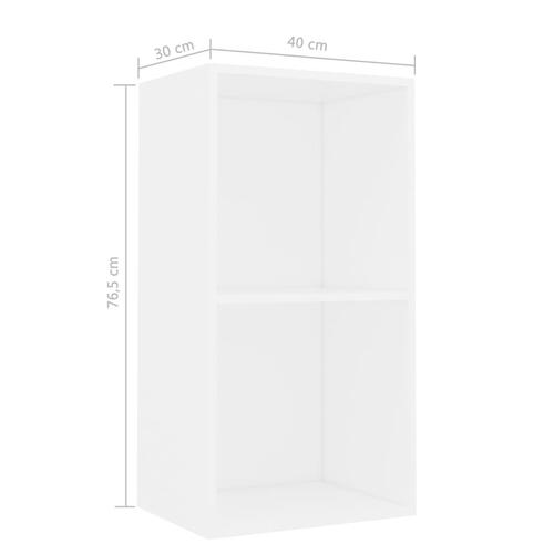 Bogreol med 2 hylder 40x30x76,5 cm konstrueret træ hvid