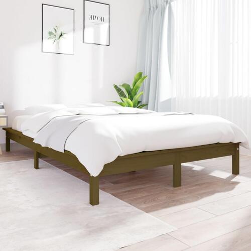Sengeramme 140x200 cm massivt fyrretræ gyldenbrun