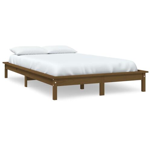 Sengeramme 140x200 cm massivt fyrretræ gyldenbrun