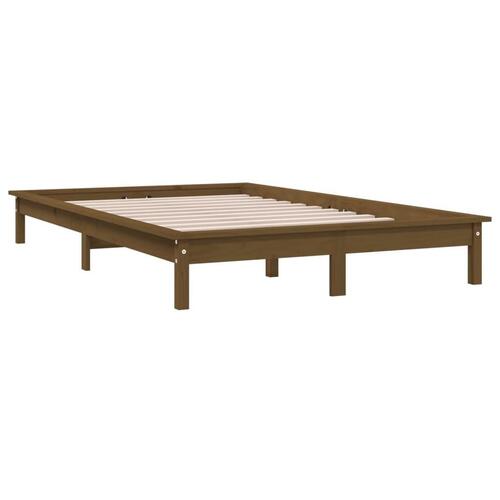 Sengeramme 140x200 cm massivt fyrretræ gyldenbrun