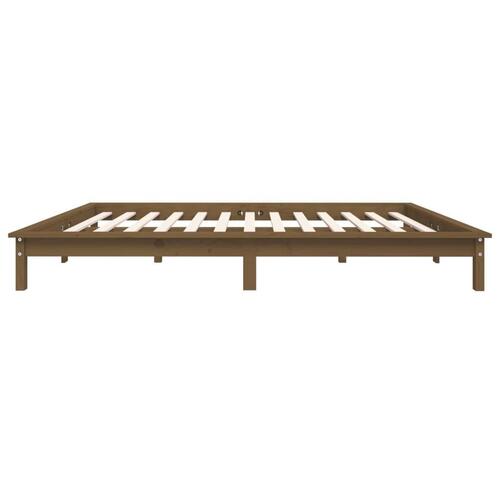 Sengeramme 140x200 cm massivt fyrretræ gyldenbrun