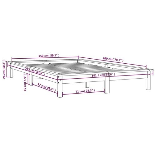 Sengeramme 150x200 cm King Size massivt fyrretræ