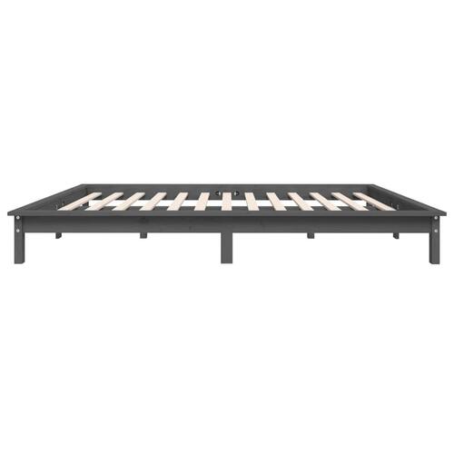 Sengeramme 160x200 cm massivt fyrretræ grå