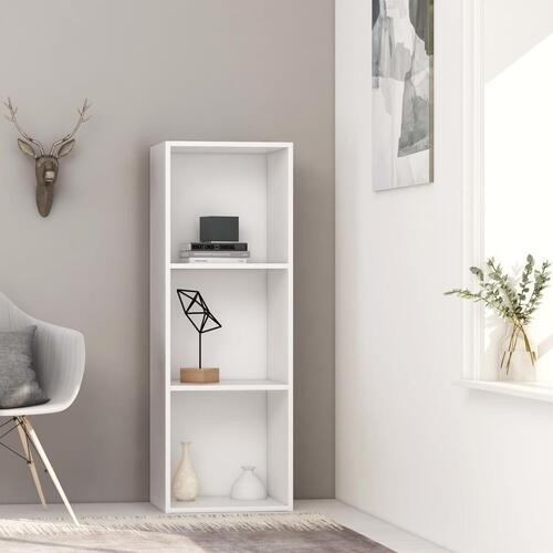 Bogreol med 3 hylder 40x30x114 cm konstrueret træ hvid