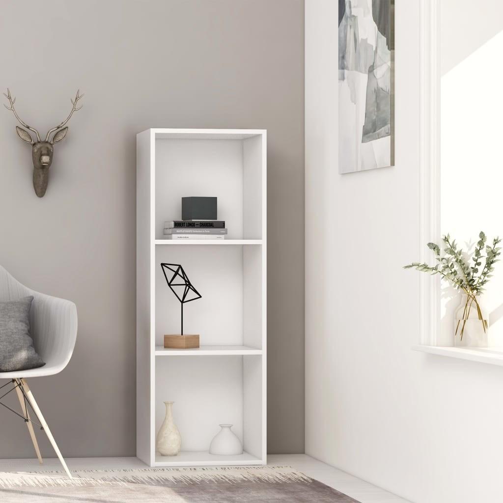 Bogreol med 3 hylder 40x30x114 cm konstrueret træ hvid