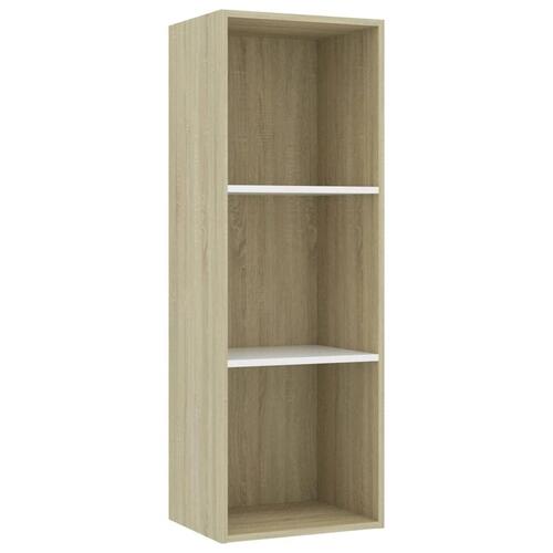 Bogreol med 3 hylder 40x30x114 cm konstrueret træ hvid og eg