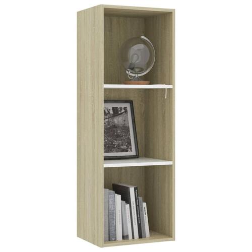 Bogreol med 3 hylder 40x30x114 cm konstrueret træ hvid og eg