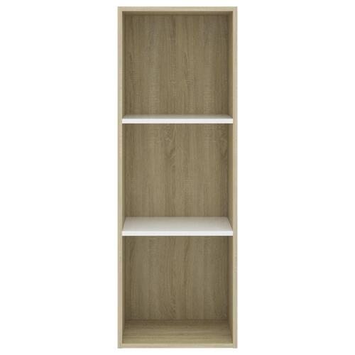 Bogreol med 3 hylder 40x30x114 cm konstrueret træ hvid og eg