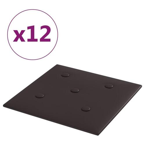 Vægpaneler 12 stk. 30x30 cm 1,08 m² kunstlæder sort