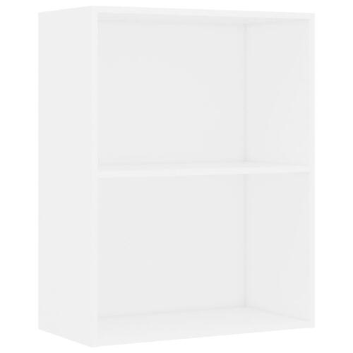 Bogreol med 2 hylder 60x30x76,5 cm konstrueret træ hvid