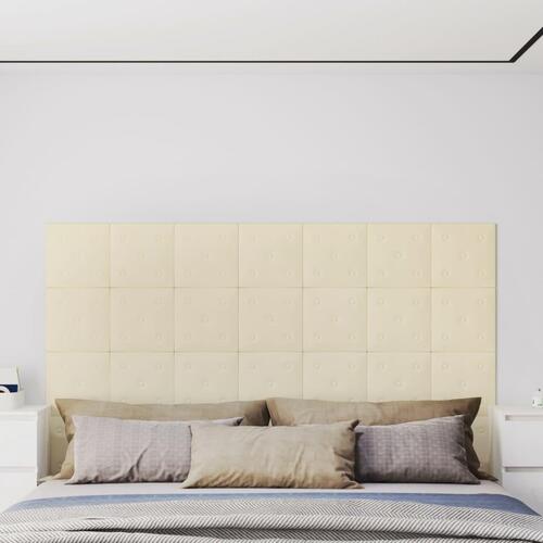 Vægpaneler 12 stk. 30x30 cm 1,08 m² kunstlæder cremefarvet