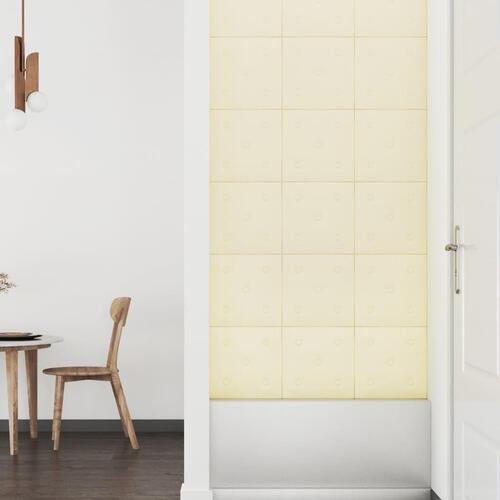 Vægpaneler 12 stk. 30x30 cm 1,08 m² kunstlæder cremefarvet