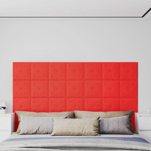 Vægpaneler 12 stk. 30x30 cm 1,08 m² kunstlæder rød
