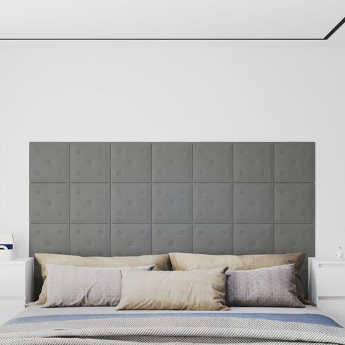 Vægpaneler 12 stk. 30x30 cm 1,08 m² kunstlæder grå