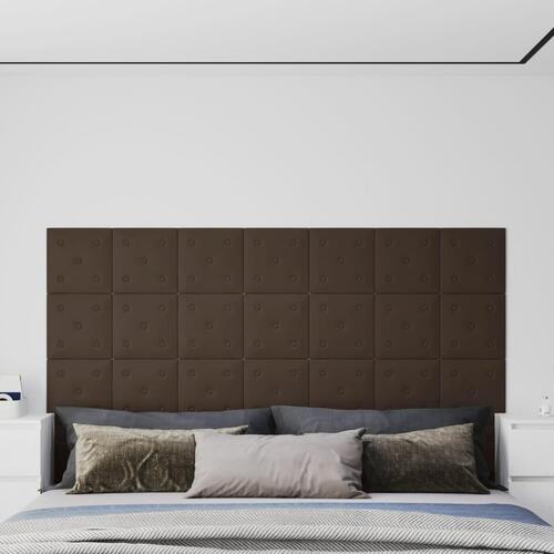 Vægpaneler 12 stk. 30x30 cm 1,08 m² kunstlæder brun