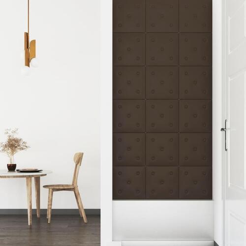 Vægpaneler 12 stk. 30x30 cm 1,08 m² kunstlæder brun