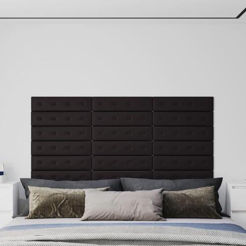 Vægpaneler 12 stk. 60x15 cm 1,08 m² kunstlæder sort