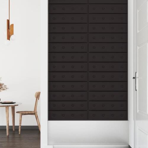 Vægpaneler 12 stk. 60x15 cm 1,08 m² kunstlæder sort