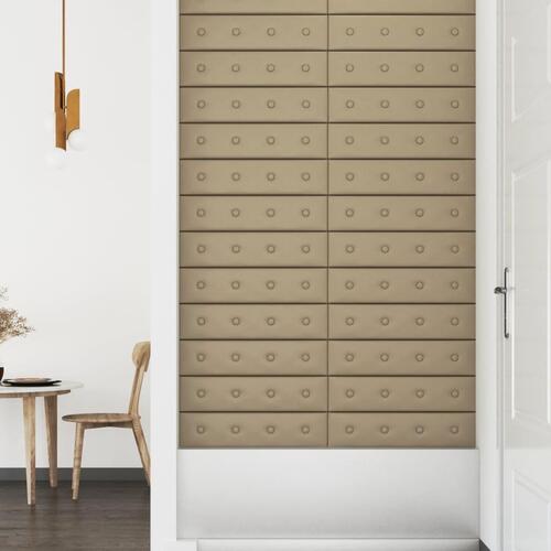 Vægpaneler 12 stk. 60x15 cm 1,08 m² kunstlæder cappuccinofarvet